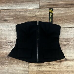 Like An Angel Black Front-Zip Corset Top Size Medium NWT